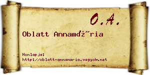 Oblatt Annamária névjegykártya